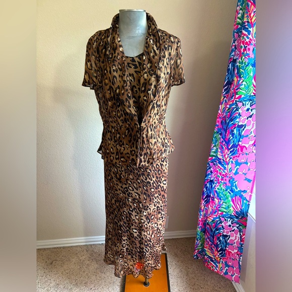 Vintage Studio One Leopard Print Maxi Dress With Cropped Jacket - Picture 1 of 13